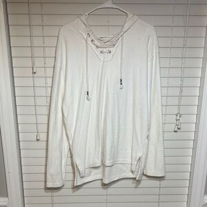 Women's White Lace-Up Hoodie